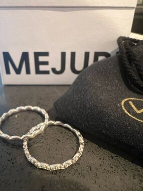 Mejuri Silver Textured Duo Stackable Rings